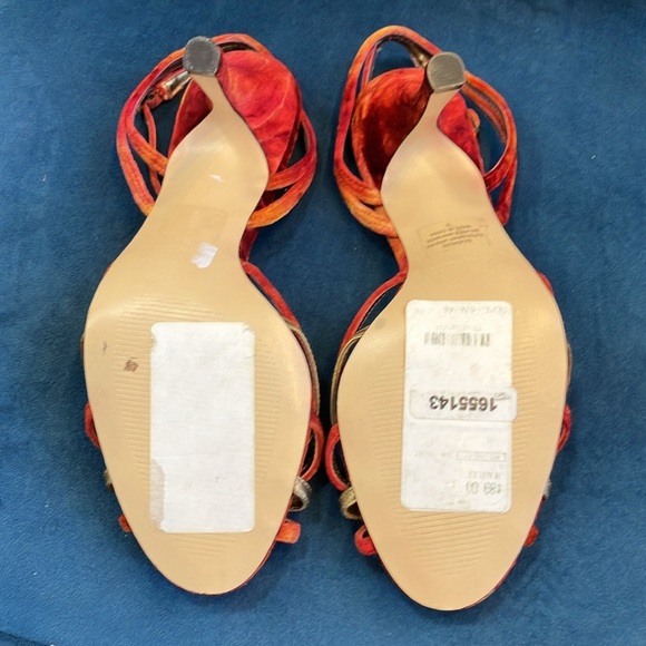 New Enzo Angiolini velvet Elegant Red Sandals with Embellished Straps size 7.5 - Picture 5 of 5